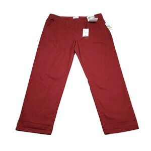 Curve Appeal Smart Pant Chino Trouser Red Stretch Size 14 32 Elastic Waist